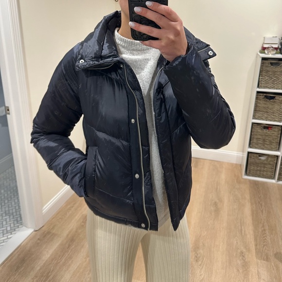 NWT Abercrombie & Fitch Black Shine Mini Puffer Coat Jacket Size Small - Picture 4 of 10